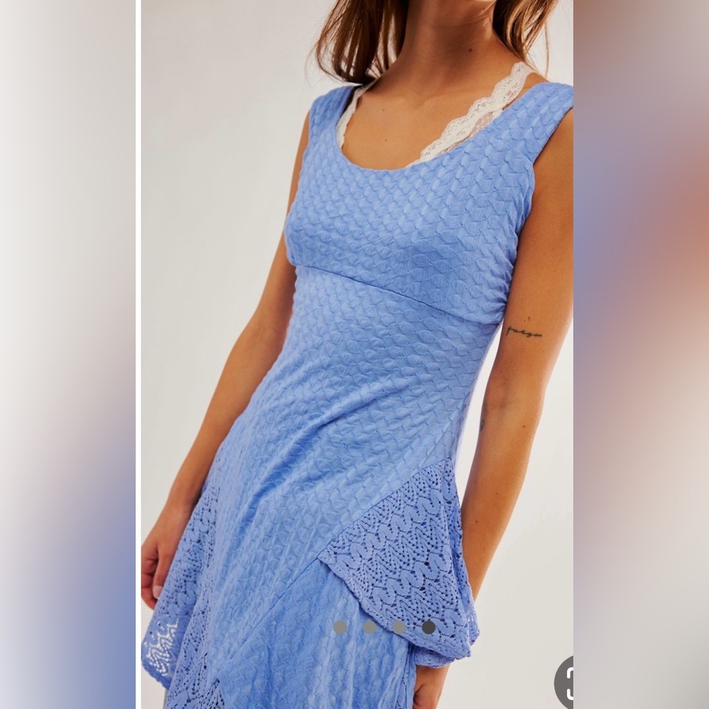 Free People Sierra Off Shoulder Shirt Long Tunic Dress Lace Asymmetrical - Picture 2 of 12